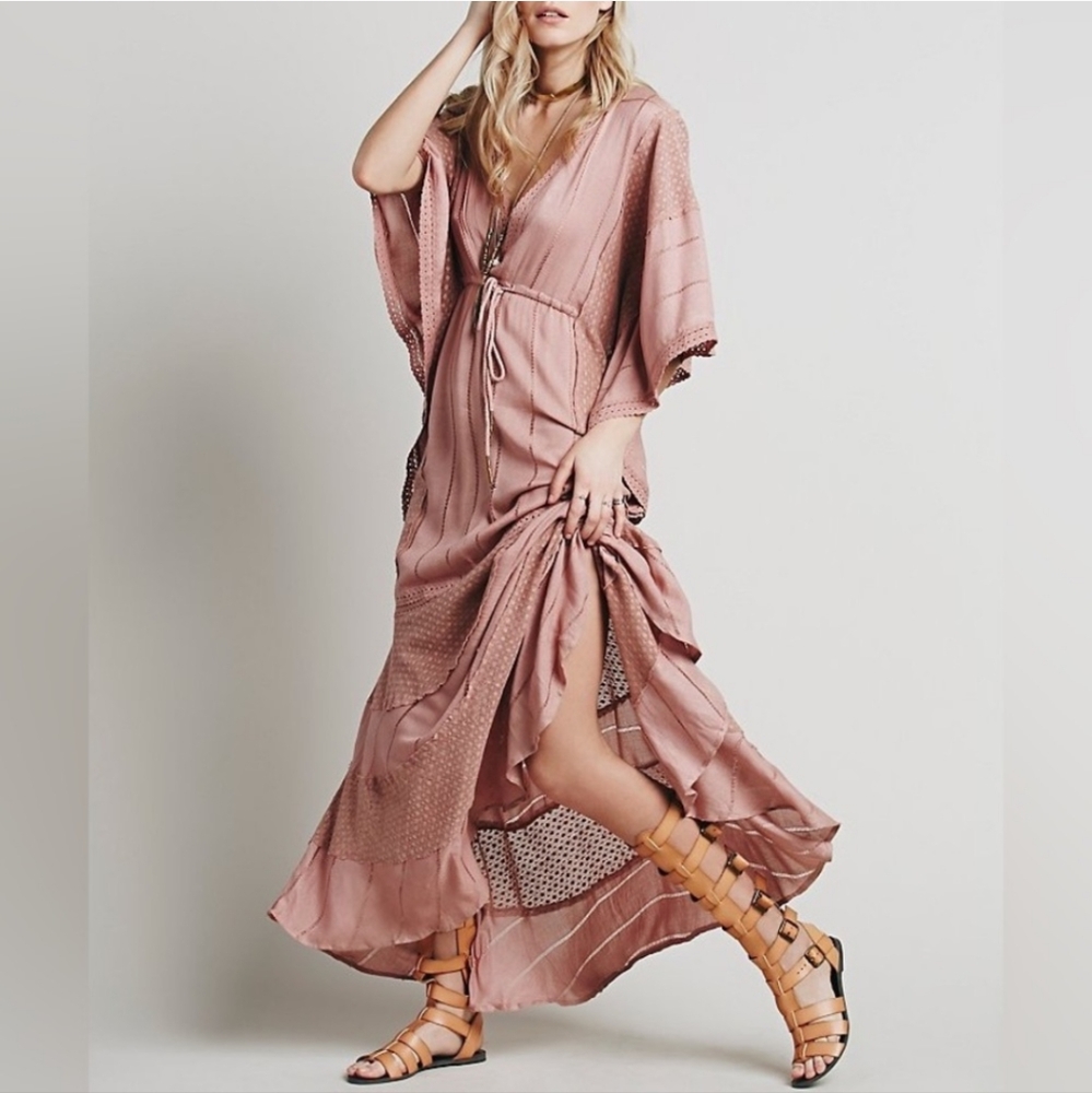 Free People Oh Valencia Caftan Maxi Dress XS Pink
